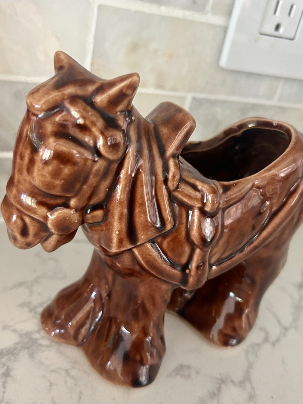 Vintage 1950’s McCoy Brown Draft Horse Planter